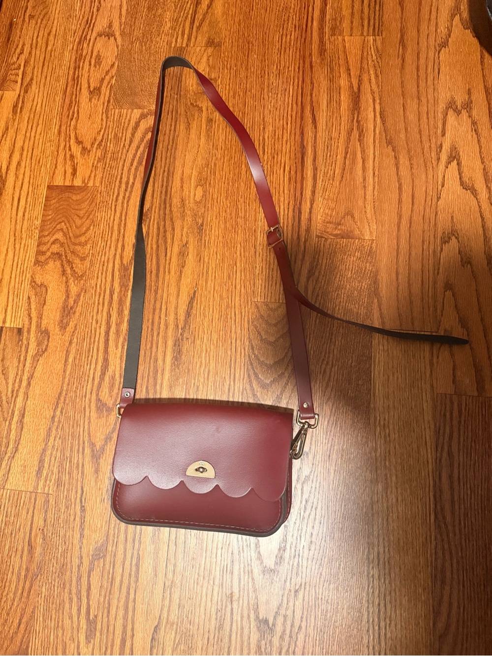 The Cambridge Satchel Company Maroon Scallop-Flap Crossbody with Gold Hardware